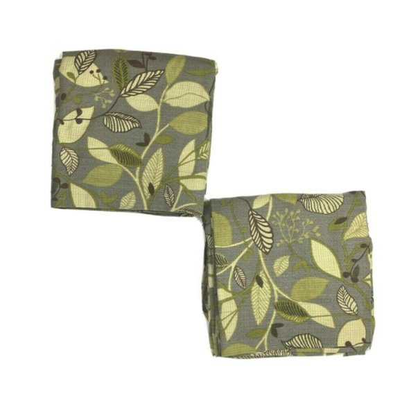 World Market Pair Curtains Drapes Green Floral 96"